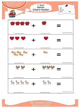 Çocuklar İçin toplam işlemi yaprak testleri 